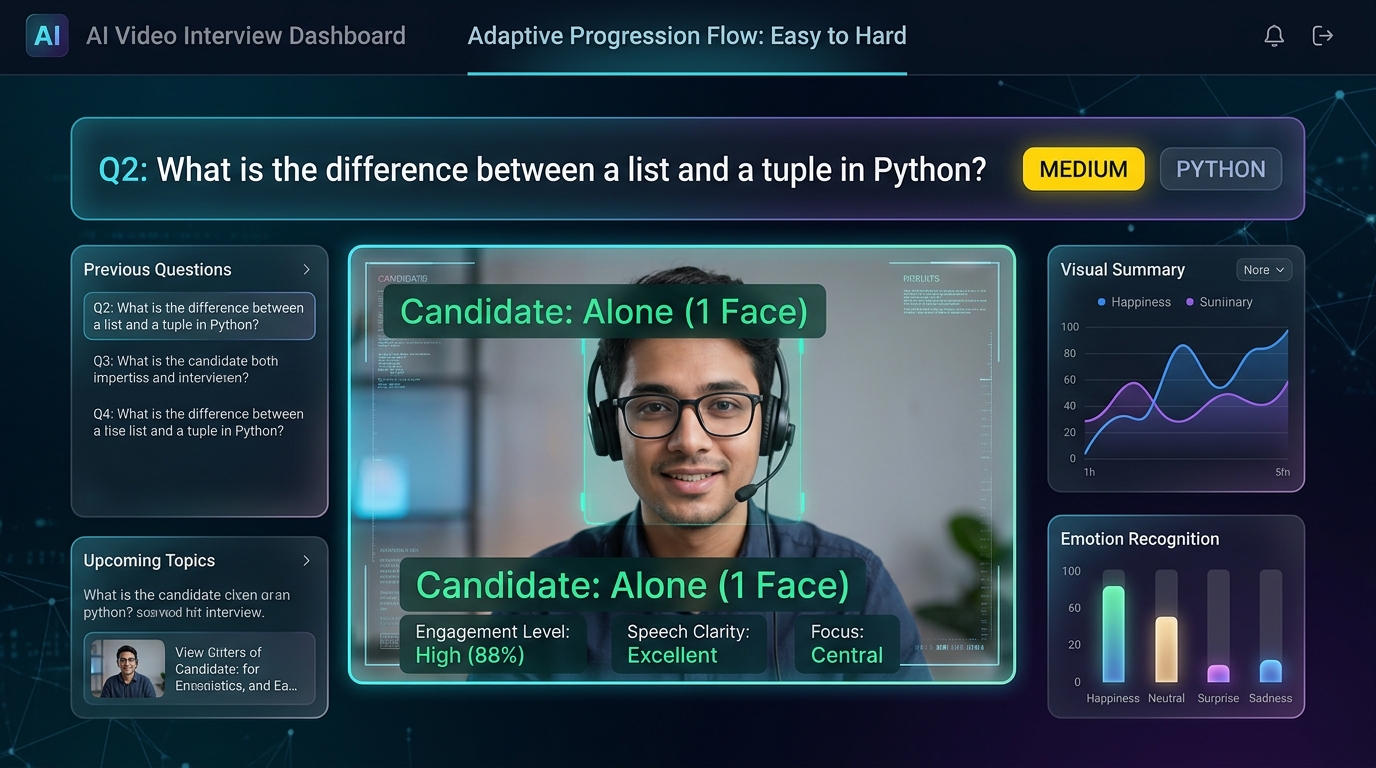 Adaptive Interview UI showing solitary candidate